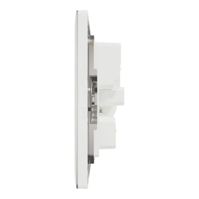 Switched socket, Unica X, 13A, 250V, 2 gangs, with LED, Painted White
