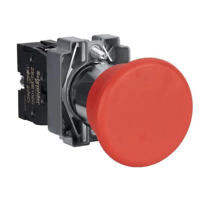 Complete push button, Easy Harmony XB2, metal, red, mushroom head 40mm, 22mm, 1NC main product photo