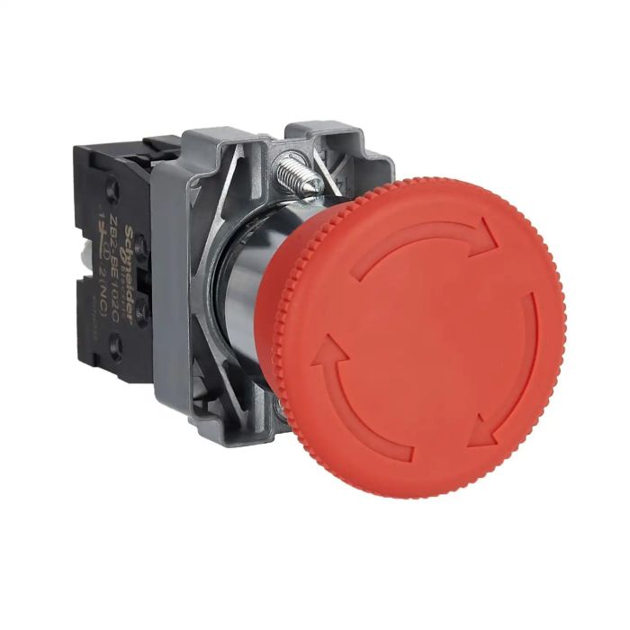 Complete emergency switching off push button, Easy Harmony XB2, metal, red, mushroom 40mm, 22mm, turn to release, 1NC main product photo