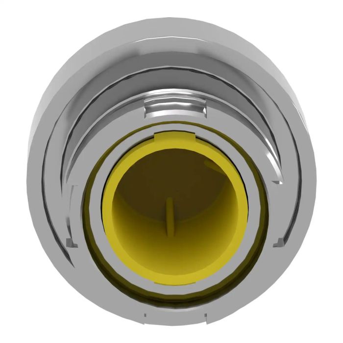 Head for non illuminated push button, Easy Harmony XB2, metal, flush, yellow, 22mm, spring return, unmarked main product photo