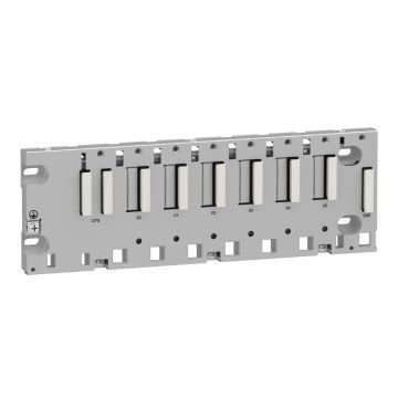 Modicon M340 automation platform, rack 6 slots, panel, plate or DIN rail mounting