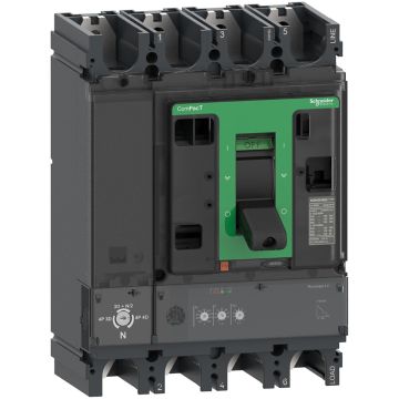 Circuit breaker ComPacT NSX400N, 50kA at 415VAC, MicroLogic 2.3 trip unit 400A, 4 poles 4d