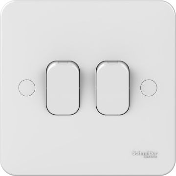 Lisse - Plate switch - 2 gang 2 way - 20AX White