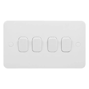 Lisse - Plate switch - 4 gang 2 way - 10AX White