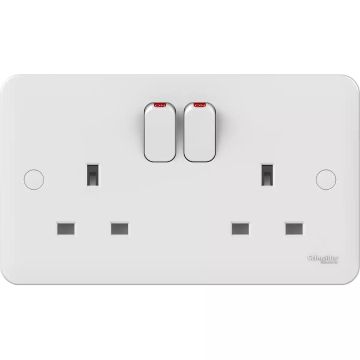 Lisse - Switched Socket - without instructions - 13 A - 230 V - 2 gangs-white