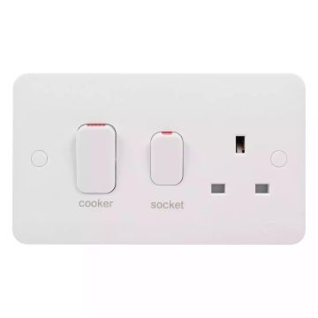 Lisse - Cooker Control Unit - 2 gangs - LED - 45A DP white moulded