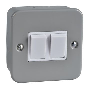 Exclusive - 2-way plate switch - 2 gangs - 10 AX - grey