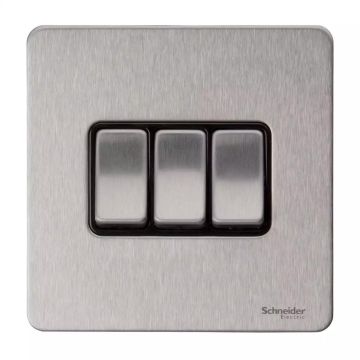 Ultimate Screwless flat plate - rocker plate switch - 3 gangs - stainless steel