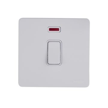 Ultimate Screwless flat plate - 2-pole switch - 1 gang - white metal