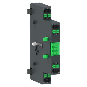 Auxiliary contact block for TeSys Giga contactor, 1NO + 1NC, side mounting, push-in terminals