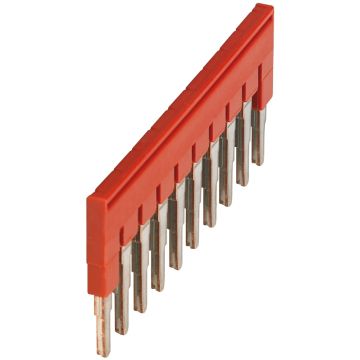 PLUG-IN BRIDGE, 10POINTS FOR 4MM2 TERMINAL BLOCKS, RED