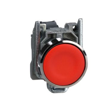 Push button, metal, flush, red, Ã˜22, spring return, unmarked, 1NC