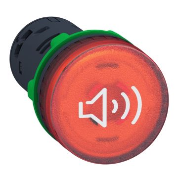 Harmony XB5, Illuminated buzzer, plastic, red, Ã˜22, continuous or intermittent tone, 24 V AC/DC