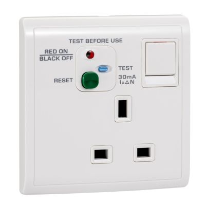 13A 250V 1 Gang Double Pole Switched RCD Socket