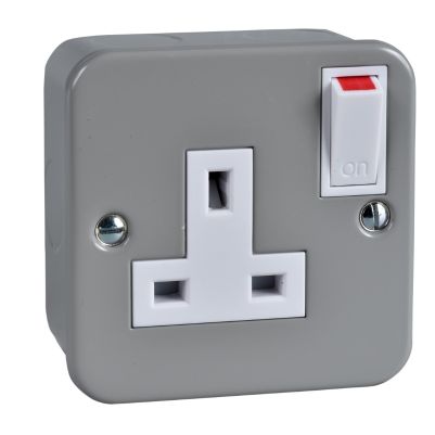 Exclusive Metal clad - switched socket - 13 A - 230 V - 1 gang - grey
