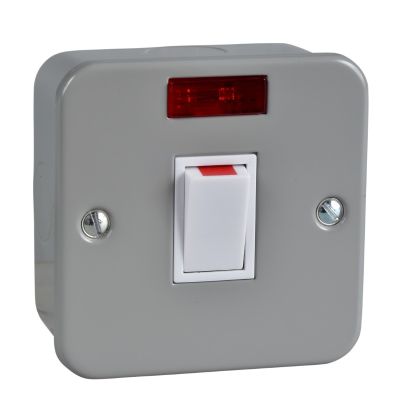 Exclusive - 2-pole switch with indicator lamp - 1 gang - 20 A - grey