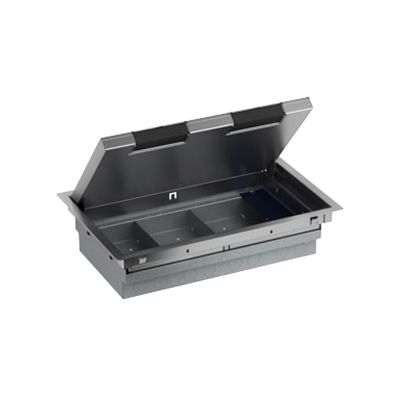 Mita - empty floor box - 3 compartments - stainless steel - 70 mm