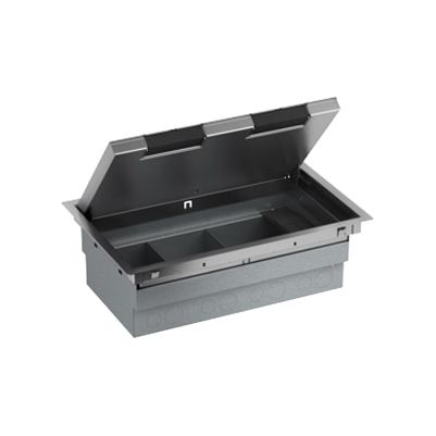 Mita - empty floor box - 3 compartments - stainless steel - 100 mm