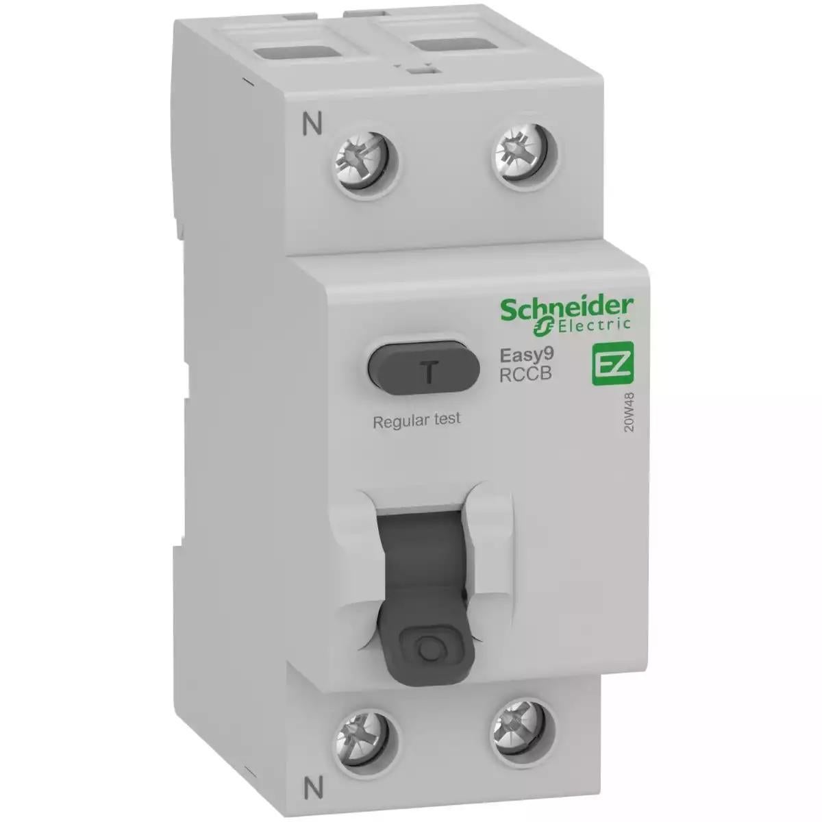 Easy9 Residual Current Circuit Breaker - 2P - 63 A - 30 mA - AC type - 230 V