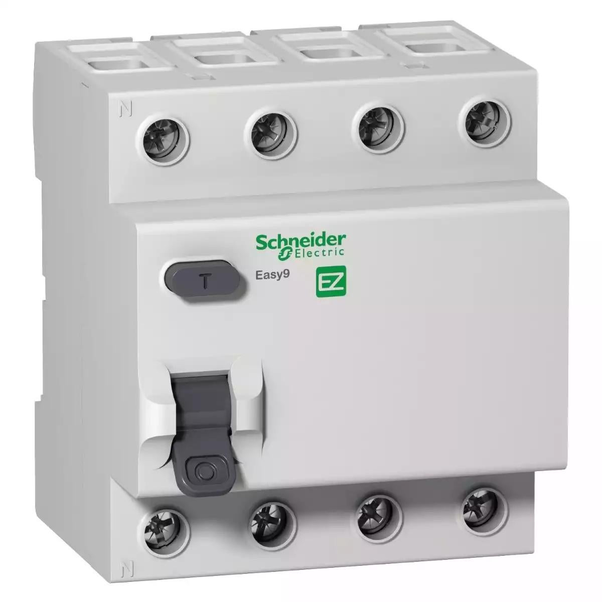 Easy9 Residual Current Circuit Breaker - 4P - 63 A - 30 mA - AC type - 400 V