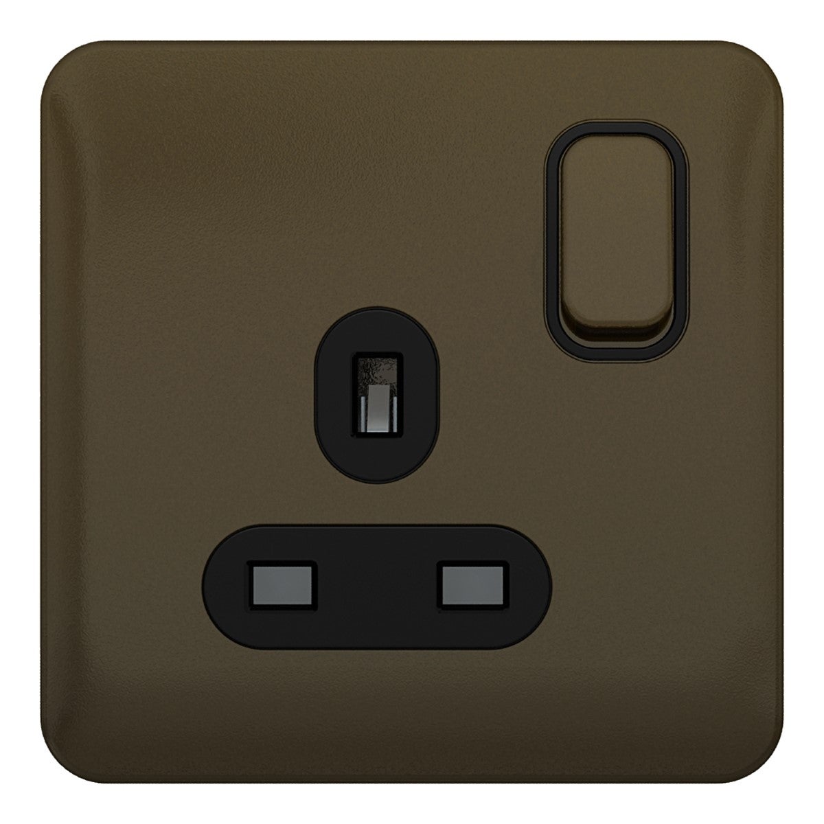 Lisse - Switched Socket - 1 gang - 13A Mocha Bronze with Black Interior