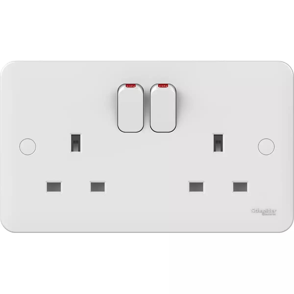 Lisse - Switched Socket - without instructions - 13 A - 230 V - 2 gangs-white