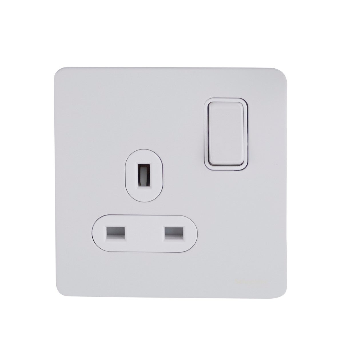 Ultimate Screwless flat plate - switched socket - 2P - 1 gang - white metal