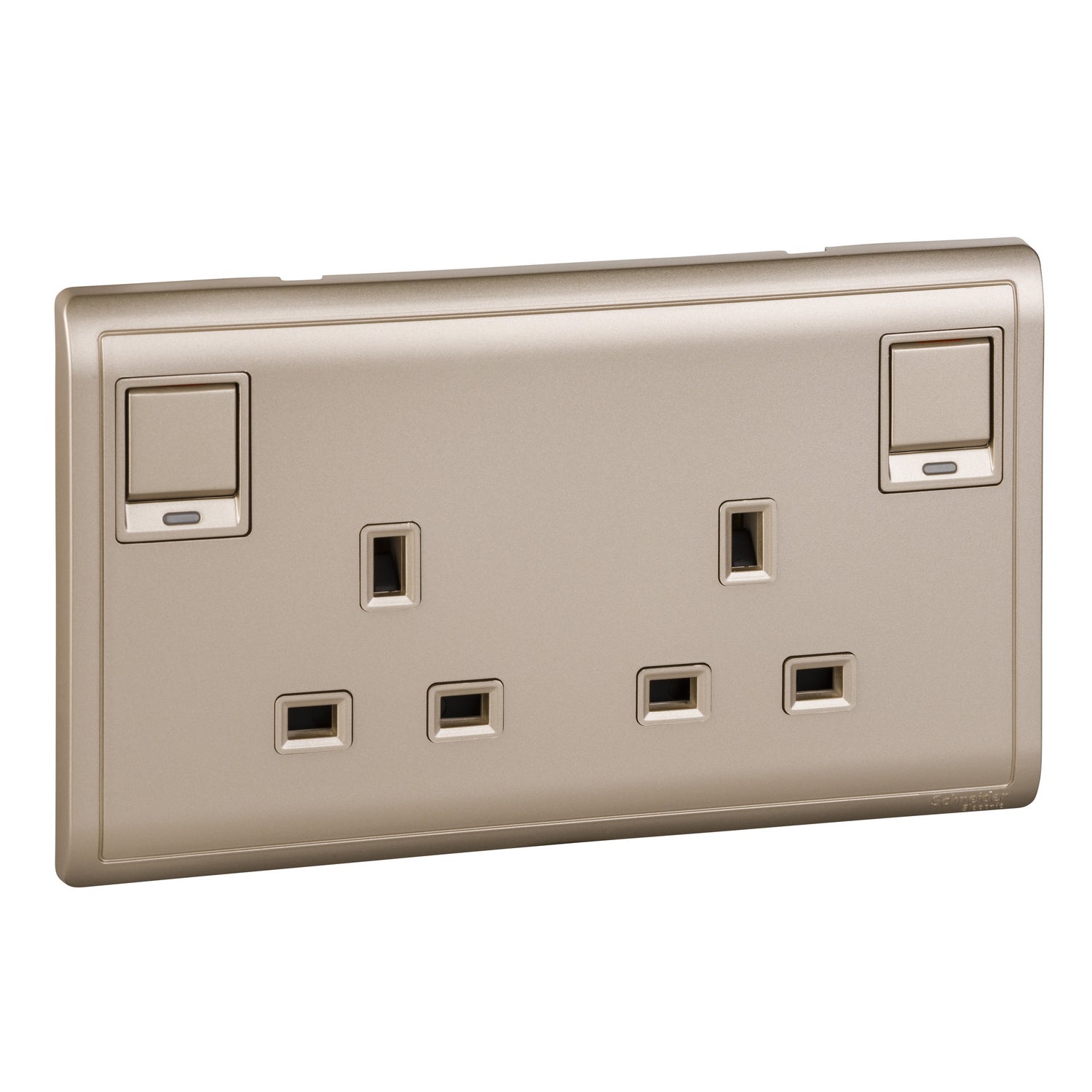13A 250V 2Gang switched socket with Neon,Wine Gold