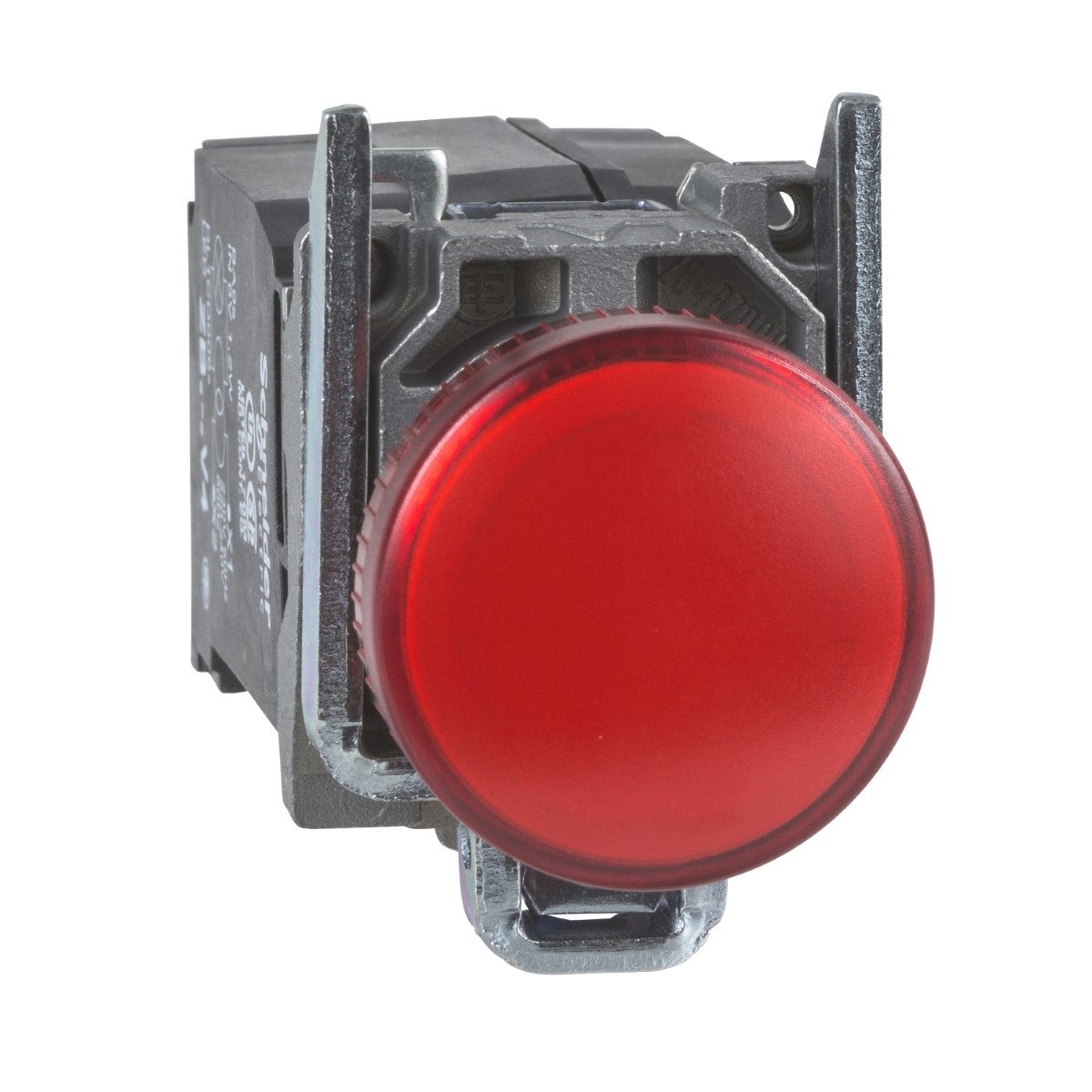 Pilot light, metal, red, Ã˜22, plain lens with integral LED, 230...240 VAC