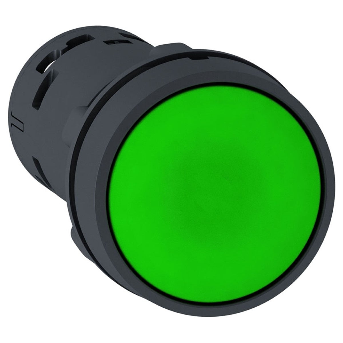 Monolithic push button, plastic, green, Ã˜22, spring return, unmarked, 1 NO